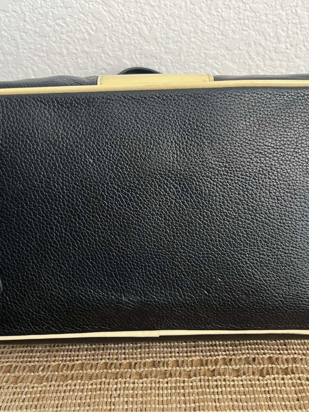MY FLAT IN LONDON DEBUTANTE Black & Cream Soft Leather Bowtie Satchel